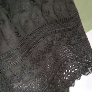 Black Embroidery Cotton Pallazzo