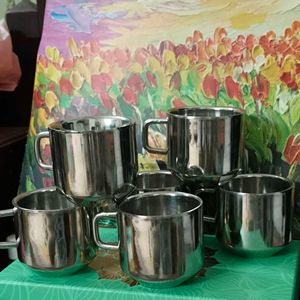 Double Wall Set Of 6 Stainless Steel Cups