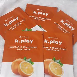 Myglamm K.play Mandarin Brightening Sheet Mask Combo 5