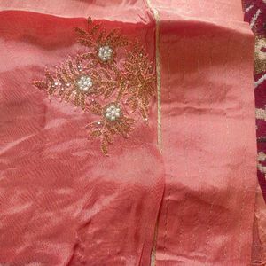 Unstitched Coral Party Wear Wedding Suit