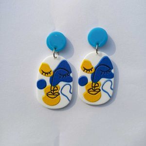 Acrylic Blue Yellow Aesthetic Earings