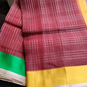 Maroon Organza Saree with Colourf