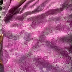 Flower Print Light Pink Saree