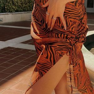 Animal Print Side Slit Dress - Rust