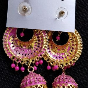 Pink-Golden Earrings