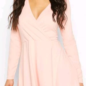 full sleeves dress - peach colour