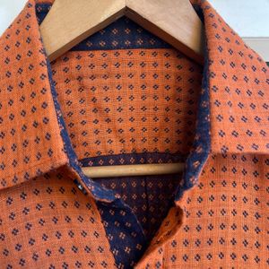 Orange Colour Stitched Shirt For Men