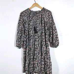 Black Floral Printed Dress (Women's)