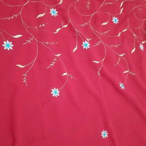 New Embroidered Saree With Running Blouse Piece