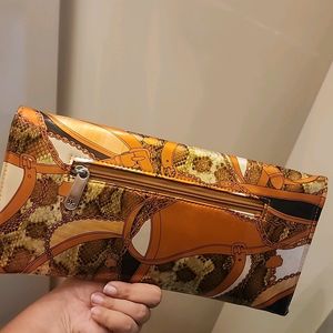 Orange Snake Print Clutch/Sling