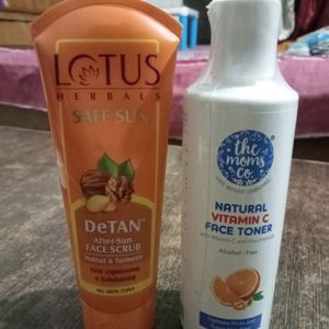 VITAMIN C FACE TONER+DeTAN Scrub,LOTUS+the moms co