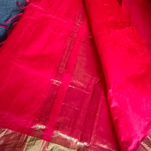 Red Tussar Silk Saree