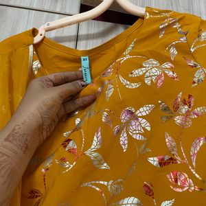 Metallic Print Wester Style A Line Kurta