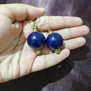 Dark Blue Bead Earring Set