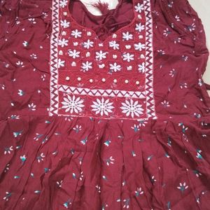 Maroon Anarkali Top