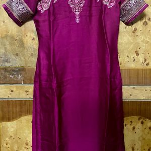 Purple Kurta And Pink Pant With Duppta