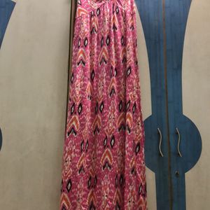 Halter Tie-up Ikat Print Maxi Dress