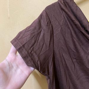 Brown Cowl Neck Top