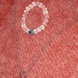 Transparent Evil Eye Bracelet With Lock Pendant