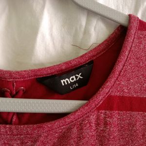 Max Maroon Strip T-shirt(women)
