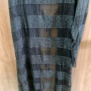 Net Black Long Shrug Size M To L