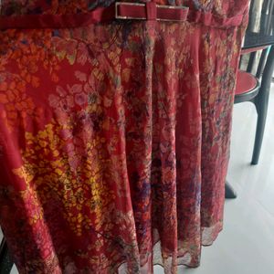 Aesthetic Floral Maroon Midi Dress Women