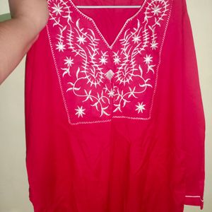 Red Embroidered Top