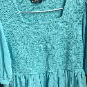 Cyan Peplum Top