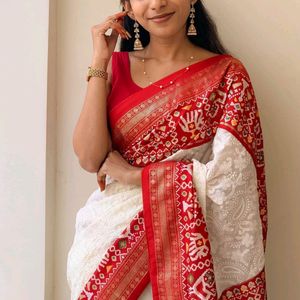 Premium Patola With Lucknowi Chikankari Saree