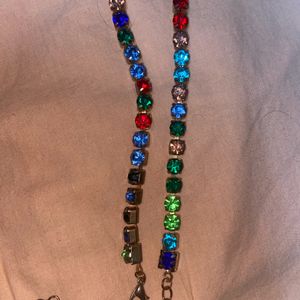 2 In 1 Multicolour American Diamond Necklace