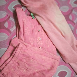 pink kurti set