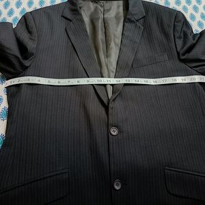 PBlack Men Classic Striped Black Formal Blazer