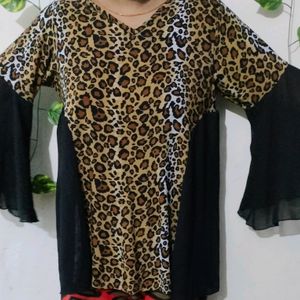 Leopard Print Flared Top