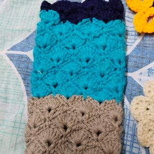 Combo Of 3 Crochet Coasters With A Mobile Cover