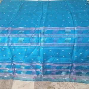 blue fancy thread work light weight saree