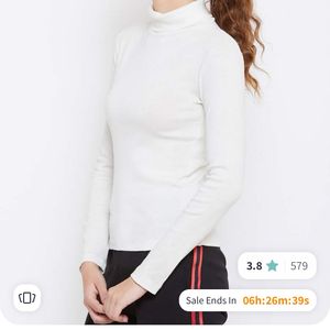 white turtle neck t shirt