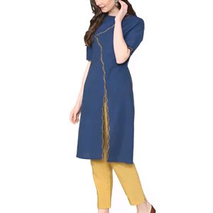 Solid navy blue kurta