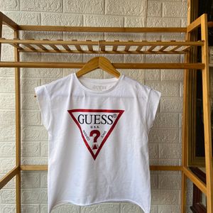 GUESS Cotton Logo Graphic Crop Tops