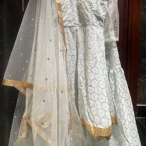 Party Wear Pastel Blue Gharara Set With Dupatta