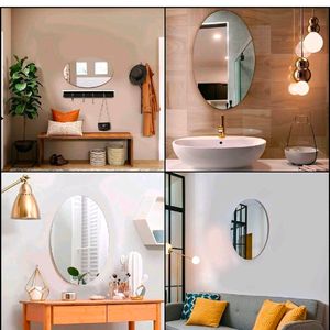Oval Wall Adhesive Mirror Pack Of 3