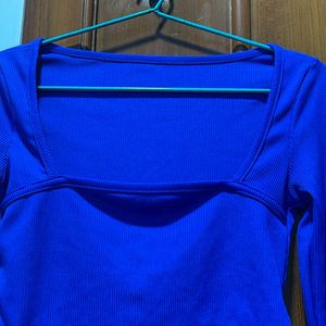 blue urbanic ribbed full sleeved top