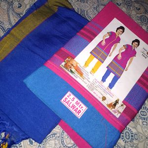 Khadi Linen Raw Pink Blue Suit With Dupatta