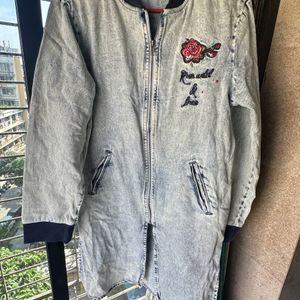 Denim Jacket With Zip At Front