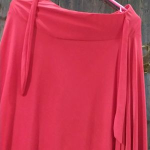 Girls Red Color Partywear Long Skirt (32 Waist)