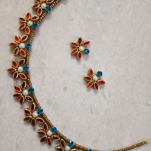 Ad Stone Plus Kundan Simple Short Chain