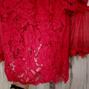 Red Net Top For Women