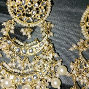 kundan with bids hanging partywear earings