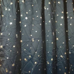 Blue Shimmery Star Window Curtain (Single)