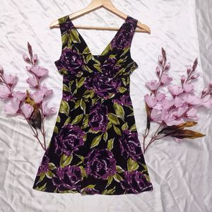 Black and Purple Floral Mini Dress/Long Top