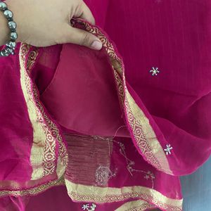 Saree Georgette Rose Color